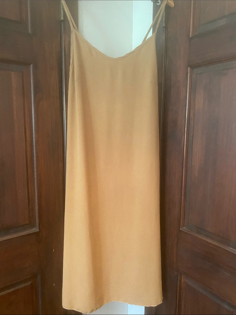 See You Monday Mustard Slip Midi Dress